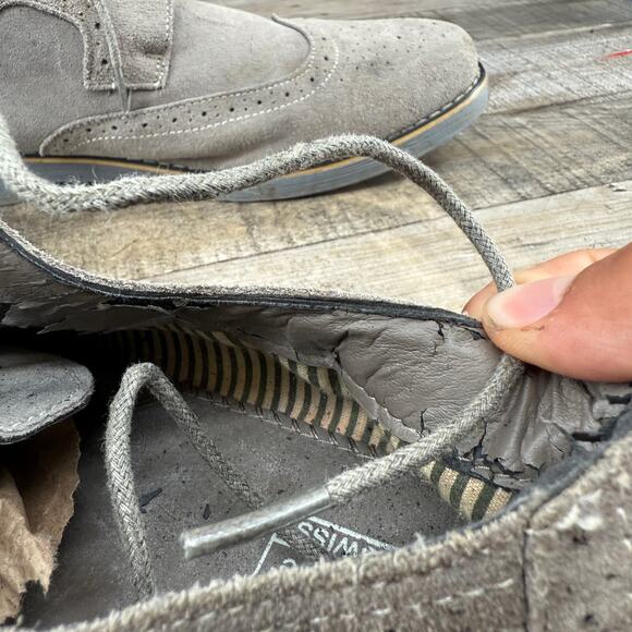 Alpine Swiss Mens Dress Shoes Gray Suede Wingtip Brogue Lace Up SZ 13 Men - Picture 13 of 16